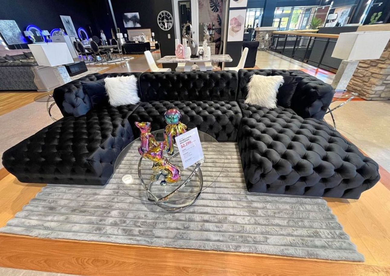 Black Velvet Sofa Sectional 🔥buy Now Pay Later 