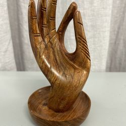 Wood Hand Jewelry Holder Ring Display 