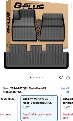 Tesla Model 3 Highland Floor Mats ‘24-‘25 3 pcs