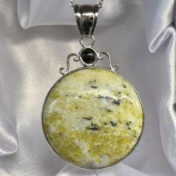 Yellow Turquoise Jasper Pendant Necklace - 20"
