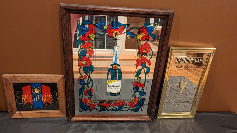 Vintage Mirror Signs Mancave / bar decor