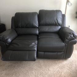 2 seat Dark Brown Recliner Couch 
