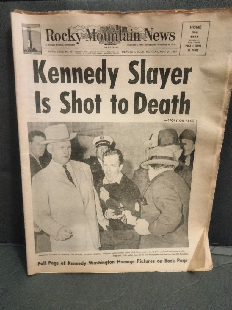 Rockey Mountain News Paper Issued In Monday  NOV 25 1963 Denver Colorado 