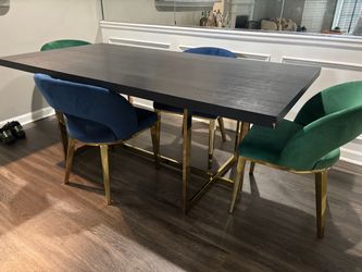 Black Wooden Dining Table with 4 Chairs