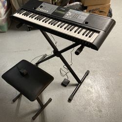 Yamaha PSR E233 Keyboard With Stand, Bench, And Compatible Pedal