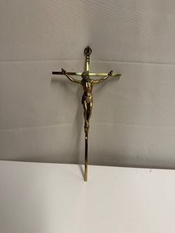 Vintage Brass Jesus Christ Crucifix Wall Cross Religious Art