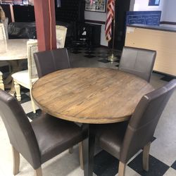 Wood Table 4 Chair Dining Set
