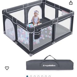 ANGELBLISS Baby Playpen, Extra Large Playard, Indoor & Outdoor Kids Activity Center with Anti-Slip Base, Sturdy Safety Play Yard with Breathable Mesh,