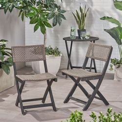 Indoor Outdoor Bistro Chairs, Gray, Foldable Chairs