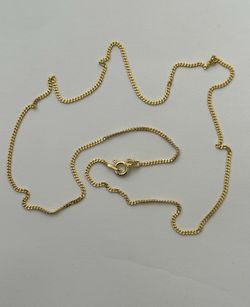 925 Silver necklace 19.5ā 1mm cuban chain 18k yellow gold plated Unisex