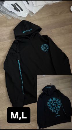 Chrome Hearts Black Hoodie Teal Graphic