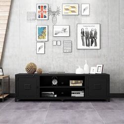 New Small Industrial Black Metal Rectangular TV Stand TV Console