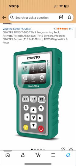 CDWTPS TPMS T-100 TPMS Programming Tool, Activate/Relearn All Known TPMS Sensors, Program CDWTPS Sensor [315 & 433MHz], TPMS Diagnostics & Reset