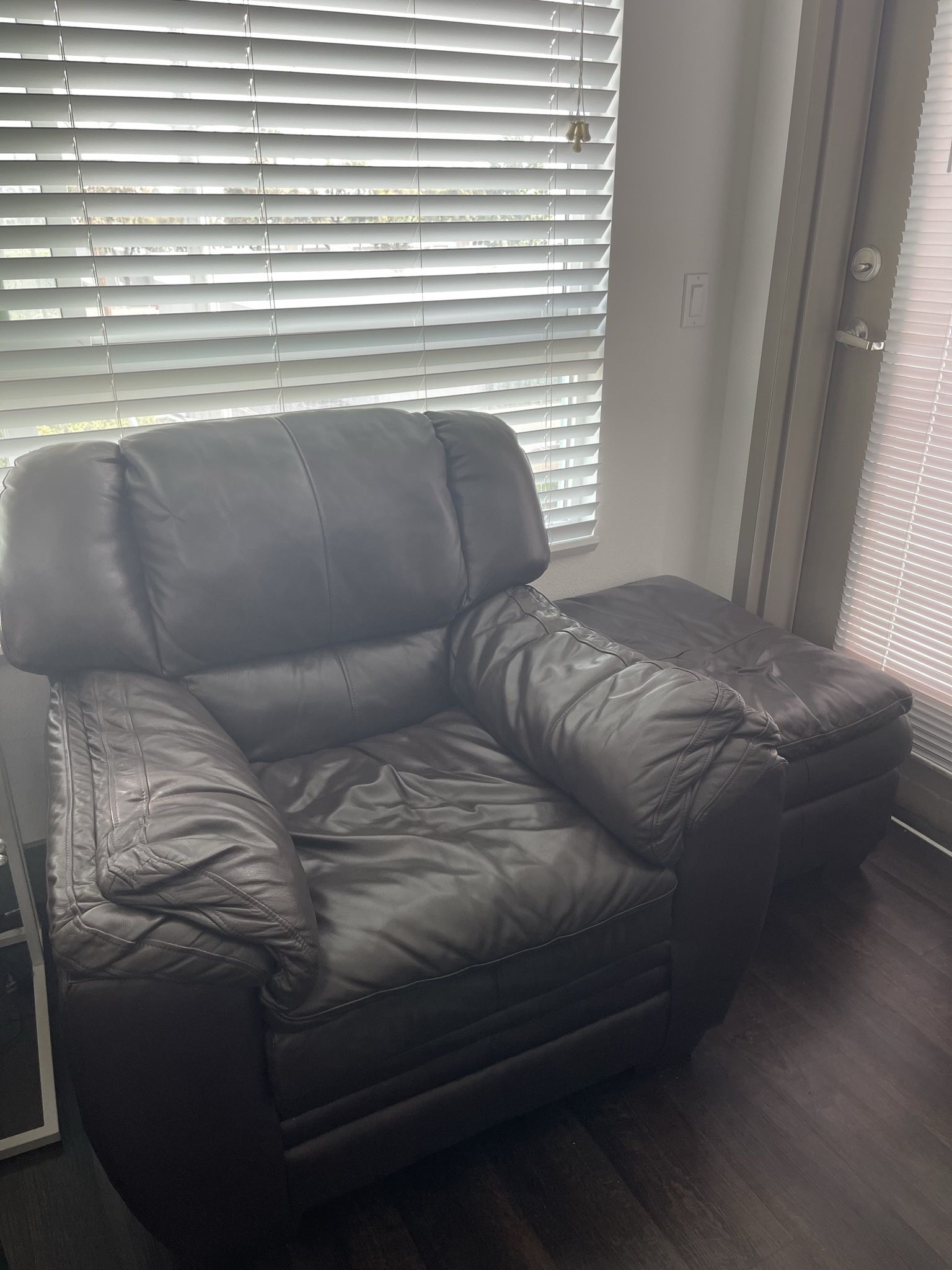 Brown Leather Chair With Ottoman