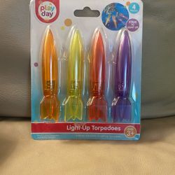 Play Day Light-Up Torpedoes 4-Pack Kids Pool Underwater Dive Toys Summer Family Fun, Ages 3+
