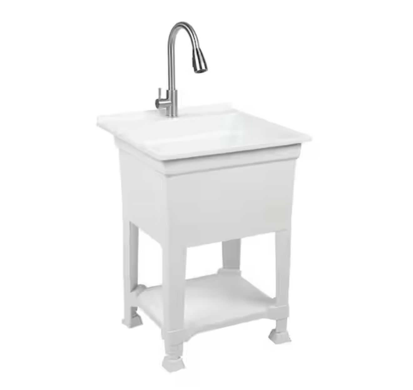 Glacier Bay 24 in.W x 24 in.D x 35 in.H Freestanding Laundry/Utility Sink Pull-Out Faucet New $85
