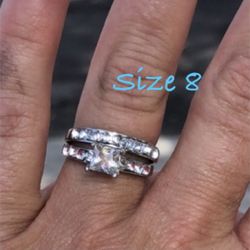 Size 8. White Sapphire Ring Set