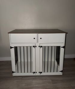 Brown/White Wooden dog cage with cabinets