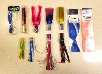 Vintage Offshore Trolling Lure Lot 11 Iland Ilander Sea Witch Tinker Skirts NOS