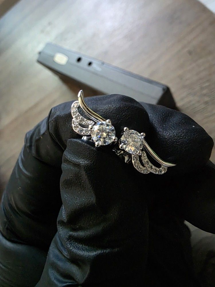 SS925 1ct Moissanite Diamonds Wings Earrings