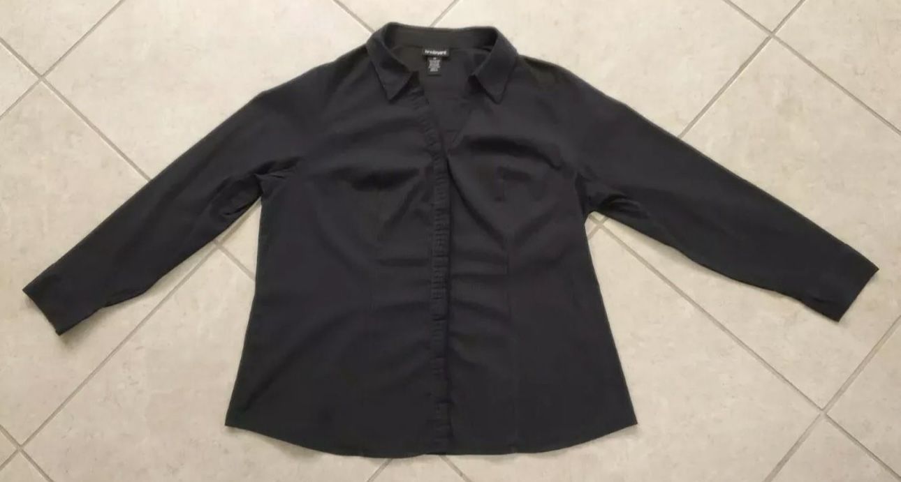 Womens Lane Bryant Button Front Shirt Size 22 Black