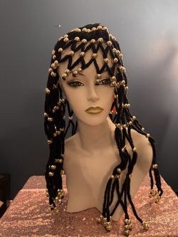 Lacey Costume Wig of New York - Black Braided Style with Gold Beads