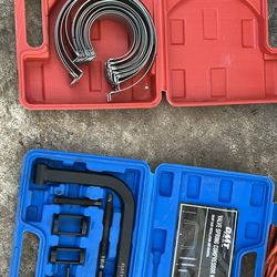 Piston ring and valve spring compressor kits