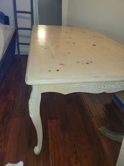 French Provincial Dining Table White Washed Wood