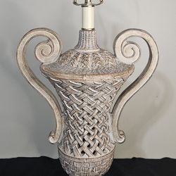 Vintage Distressed Woven Table Lamp - Uttermost - Rare