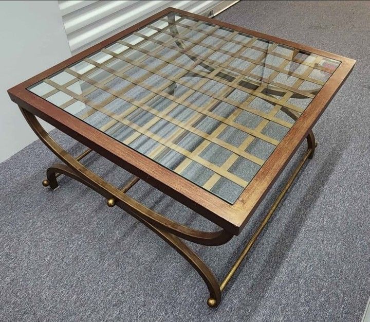 The Bombay Company Glass Top Bronze Finish Coffee Table 32x32x18
