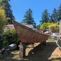 Ed Ophiem 24 Ft Dory - Wooden Boat Shell With Engine - Trailer Included