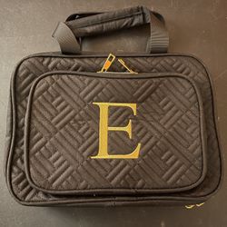 Cosmetic Toiletry Makeup Travel Bag  "E" Monogram Hanging Full Zip + Pouch & Bag