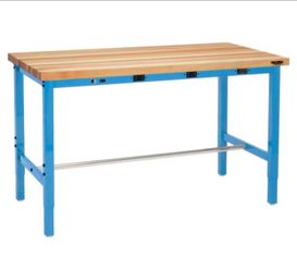 Global Industrial™ 72 x 36 Adjustable Height Workbench - Power Apron, Birch Square Edge Blue