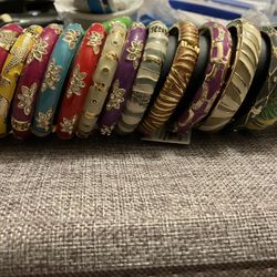 New Enameled hinged bracelets, clampers, prices vary.  $8 Ea Narrow, $9 Ea Medium width