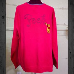 Vintage 90's Winnie The Pooh Embroidered Red & Blue Crewneck Sweatshirt / Size Large - Unisex