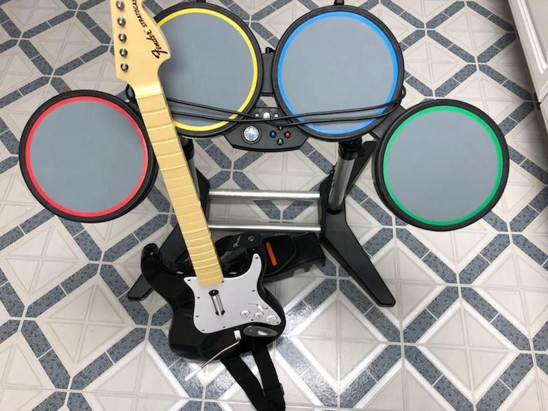 Xbox drums and guitar