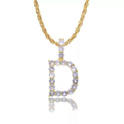 18K Gold Pl Stainless Steel Letter CZ