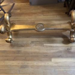 Brushed Gold Coffee Table 42” With Glass Top 60”