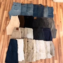 Men’s Pants & Shorts Bundle – 30+ Pairs – Sizes 28-36