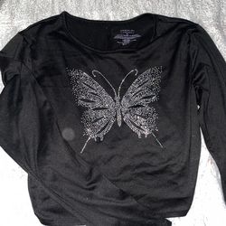 Black studded butterfly top size xl