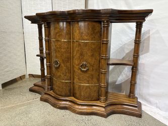 Antique-Style Burl Wood Console Table