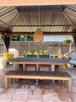 Outdoor Table with Bench and Chairs