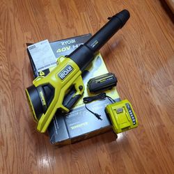 Ryobi 40V 'Whisper' Blower, Battery, Rapid Charger