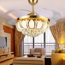⚡Royal Crystal Blossom Ceiling Fan Light 💎✨