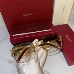 Cartier Cut Gold Brown Sunglasses 🔥🔥🔥