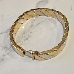 Solid 18k Tricolor  Heavy  Bracelet 