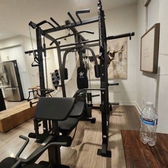 Vesta Smith Machine 1001 | Adj Bench W/ Leg Developer And Preacher Station |Gym Equipment | Fitness | Pulleys|🔴WEIGHTS AND BARBELL SOLD SEPARATELY 🔴
