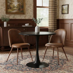 Clift 3 Piece Black Dining Table Set with 2 Haven Chairs, Suede Brown