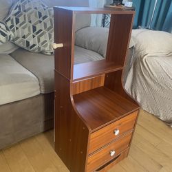 Small Nightstand with 2 Drawers, Bed Side Table