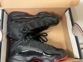 Jordan 6 rings black and red kid shoes size 13c
